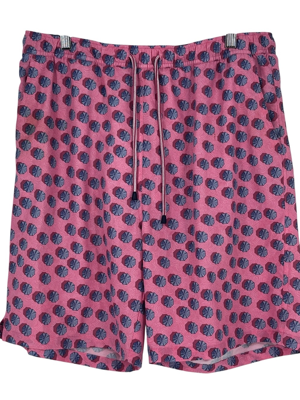Peter Millar Seaside Sz L Pink Printed Swim Shorts Beach Umbrella Drawstring